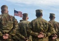 American Soldiers and Flag of USA. US Army. Veteran Day Royalty Free Stock Photo