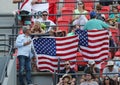 American sport fans supporting team USA during the Rio 2016 Olympic Games at the Olympic Park Royalty Free Stock Photo