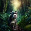 american staffordshire bull terrier in the jungle. 3d rendering Generative AI Royalty Free Stock Photo