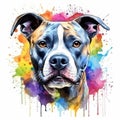 American staffordshire bull terrier portrait on multicolored background generative AI Generative AI Royalty Free Stock Photo