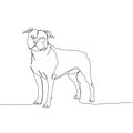American Staffordshire Terrier, AmStaff, staffy, dog breed, companion dog one line art. Continuous line drawing of