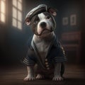 American Staffordshire Terrier dressed like a sailor. Generative AI