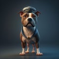 American Staffordshire Terrier dressed like a sailor. Generative AI