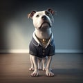 American Staffordshire Terrier dressed like a sailor. Generative AI