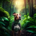 American Staffordshire Terrier in a green forest. 3D Rendering AI Generated Royalty Free Stock Photo