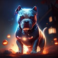 American Staffordshire Terrier in a magical Halloween scene. 3D Rendering Generative AI Royalty Free Stock Photo