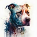 American Staffordshire Terrier portrait with grunge background. Digital painting. Royalty Free Stock Photo