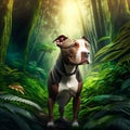 American Staffordshire Terrier standing in the jungle. 3d rendering generative AI Royalty Free Stock Photo