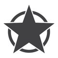 American star icon. Star in circle icon. Flat vector illustration in black on white background. Black template