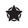 American star icon. Star in circle icon. Flat vector illustration in black on white background. Black template Royalty Free Stock Photo