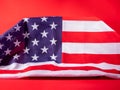 American stars and stripes flag on podium on red background Royalty Free Stock Photo