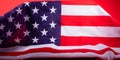 American stars and stripes flag on podium on red background Royalty Free Stock Photo