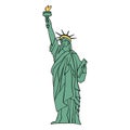 American Statue of Liberty vector icon on white background, linear pattern, green color Royalty Free Stock Photo