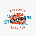 American Steakhouse Vintage Vector Label, Card, Emblem or Logo Template. Retro Typography and Shabby Texture. Retro Royalty Free Stock Photo