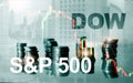 American stock market. Sp500 and Dow Jones. Financial Trading Business concept