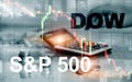 American stock market. Sp500 and Dow Jones. Financial Trading Business concept.