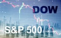 American stock market. Sp500 and Dow Jones. Financial Trading Business concept.