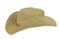American straw cowboy hat left side on white Royalty Free Stock Photo