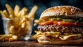 American-style hamburger for big appetites - ai generative