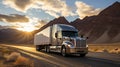 American style truck hauling load on freeway efficient transportation on the highways