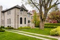 American suburban stone house in Long Grove, USA