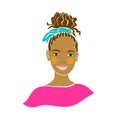 American teens black person girl. Beautiful women face vector illustration. Isolated flat vector. Cheerful smiling happy