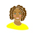 American teens black person girl. Beautiful women face vector illustration. Isolated flat vector. Cheerful smiling happy