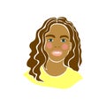 American teens black person girl. Beautiful women face vector illustration. Isolated flat vector. Cheerful smiling happy