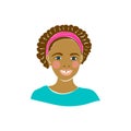 American teens black person girl. Beautiful women face vector illustration. Isolated flat vector. Cheerful smiling happy
