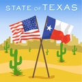 American and Texas flags in desert Royalty Free Stock Photo