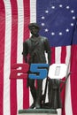 American 250th birthday, 4th of July, Minuteman Statue, US independence day celebration with Betsy Ross Flag