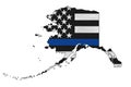 American thin blue line flag on map of Alaska Royalty Free Stock Photo