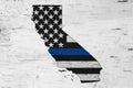 American thin blue line flag on map of California Royalty Free Stock Photo