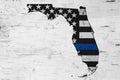 American thin blue line flag on map of Florida Royalty Free Stock Photo