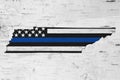 American thin blue line flag on map of Tennessee Royalty Free Stock Photo