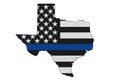 American thin blue line flag on map of Texas Royalty Free Stock Photo