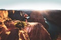 American tourist. Arizona Horseshoe Bend of Colorado River in Grand Canyon. Travel and adventure concept. Royalty Free Stock Photo