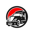 American transport truck illustration logo