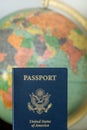 American passport with globe background Royalty Free Stock Photo