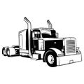 American Truck - black and white vector illustration Royalty Free Stock Photo