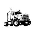 American Truck - black and white vector illustration