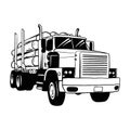 American Truck - black and white vector illustration Royalty Free Stock Photo