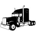 American Truck - black and white vector illustration Royalty Free Stock Photo