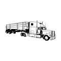 American Truck - black and white vector illustration Royalty Free Stock Photo