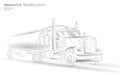 American truck low poly. Logistic transportation business trailer. Fast speed industry cargo delivery big heavy vehicle