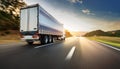 American truck speeding freeway, blurred motion Royalty Free Stock Photo