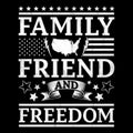 American typography design, family friend and freedom lettering