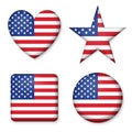 American United States Flag in glossy form button of icon set Royalty Free Stock Photo