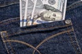 American us one hundred dollar banknotes in a pocket Royalty Free Stock Photo