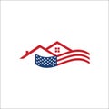 american usa flag and house home realty logo vector illustration Royalty Free Stock Photo